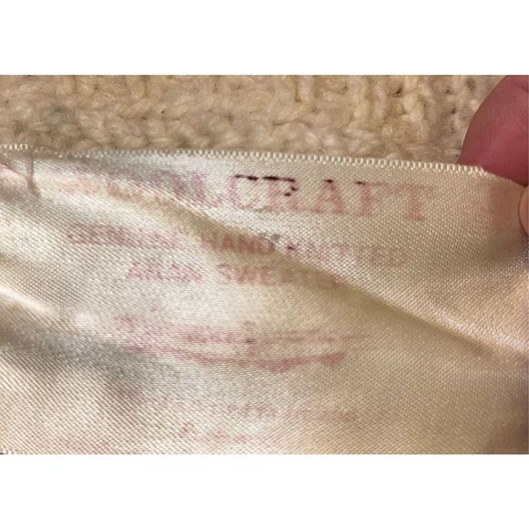 Vintage Wool Fisherman hand knit Cardigan sweater w/ wooden buttons sz XL by Woo - Picture 13 of 16